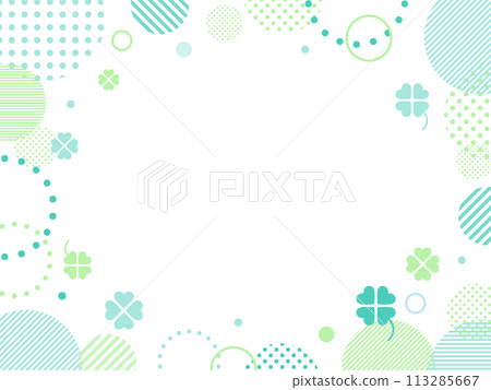Four-leaf clover, green pop frame/background, early summer 113285667