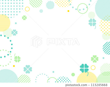 Four-leaf clover, green and yellow pop frame/background, early summer 113285668