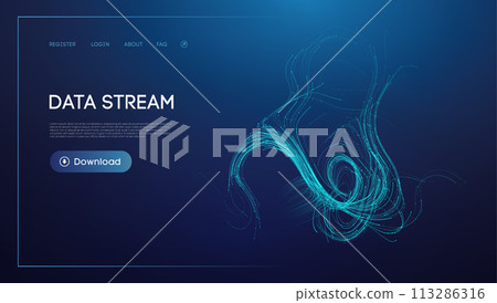 Data stream concept. Data visualization information flow. Blue technology background Data stream concept. Data visualization information flow. Blue technology background 113286316