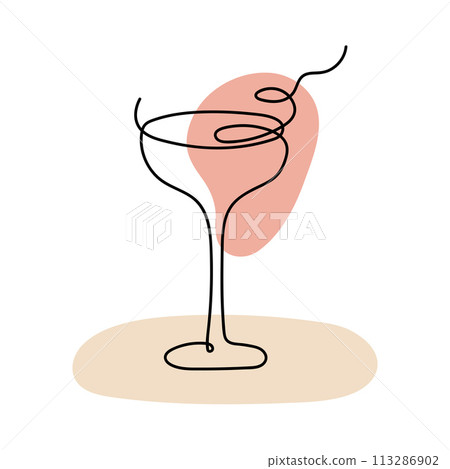 Martini with olive alcoholic cocktail in glass isolated on white background hand drawn vintage style line art vector illustration. Martini with olive alcoholic cocktail in glass isolated on white background hand drawn vintage style line art vector illustration. 113286902