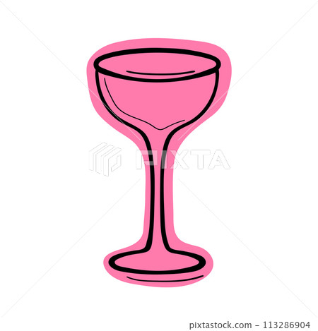 Cocktail Drink Line Illustration. alcoholic cocktail in glass isolated on white background Cocktail Drink Line Illustration. alcoholic cocktail in glass isolated on white background 113286904