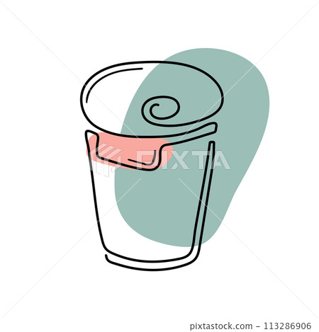 Paper Cup of tea or coffee. Coffee drink made of single continuous line. Coffee to go concept, for fast food cafe design. Vector 113286906