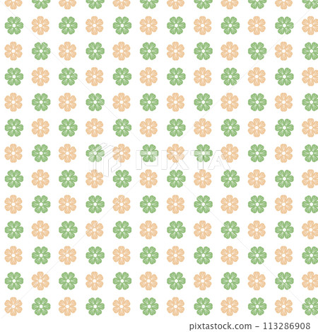 Spring seamless pattern with green and orange flowers vector illustration Spring seamless pattern with green and orange flowers vector illustration 113286908