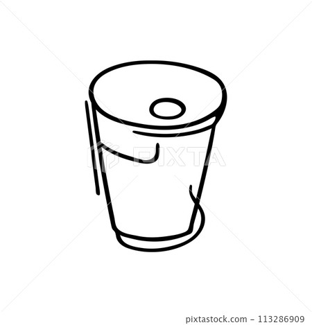 Linear covey drink, doodle sketch, in line. The concept of simplicity. Tea, coffee, cocktail. 113286909