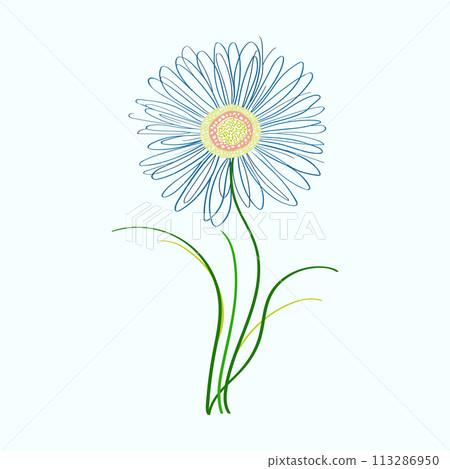 Chamomile line flower icon with abstract shape. Vector illustration Chamomile line flower icon with abstract shape. Vector illustration 113286950