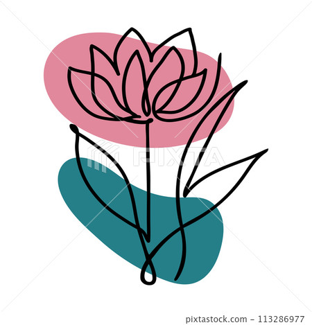 flower line one art isolated vector illustration 113286977