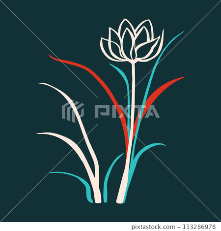 Peony tulip in continuous line art drawing style. Beautiful double flower tulip black linear sketch isolated on white background. Vector illustration Peony tulip in continuous line art drawing style. Beautiful double flower tulip black linear sketch isolated on white background. Vector illustration 113286978
