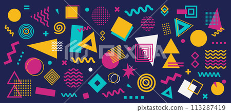 Simple Modern geometric abstract shapes in minimal style. Brutalism basic forms, lines, eye, circles and patterns, art vector set Simple Modern geometric abstract shapes in minimal style. Brutalism basic forms, lines, eye, circles and patterns, art vector set 113287419