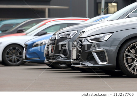 Imported cars lined up 113287706