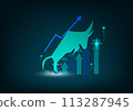Bull market or Bull Run. Bull and graph running on rising up upward. Bitcoin crypto currency bear market crash stock trading exchange, Vector concept of business and finance. 113287945