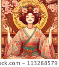 Gratitude, woman meditating 113288579