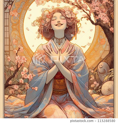 Gratitude, woman meditating 113288580