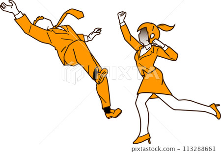 Illustration of a businessman being punched 113288661