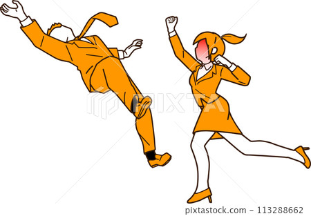 Illustration of a businessman being punched 113288662