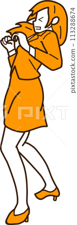 Illustration of a businesswoman in a pinch 113288674
