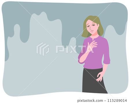 一個女人因憂鬱症而感到沮喪 一個女人因憂鬱症而感到沮喪 113289014