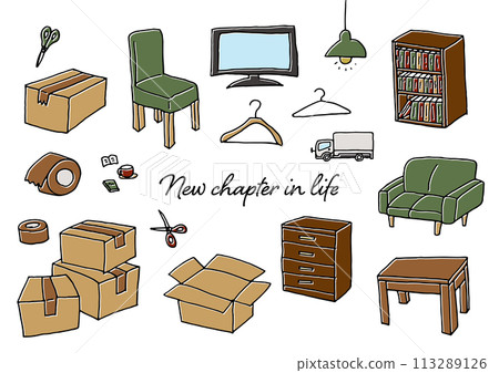 用鋼筆手繪的新生活插畫素材 用鋼筆手繪的新生活插畫素材 113289126