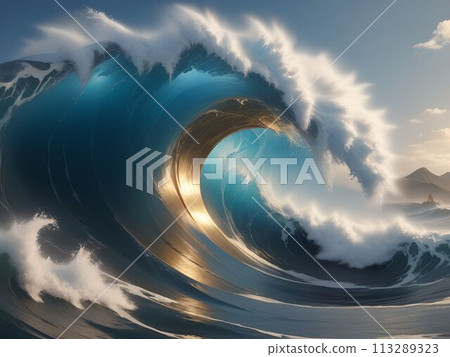 Golden shining waves Golden shining waves 113289323