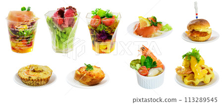 [White background] 9 kinds of healthy and delicious Western-style hors d'oeuvre deli sets 113289545