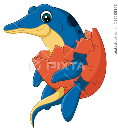Cartoon baby txlosaurus hatching from egg of illustration Cartoon baby txlosaurus hatching from egg of illustration 113289598
