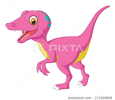Cartoon veliciraptor on white background of illustration Cartoon veliciraptor on white background of illustration 113289606