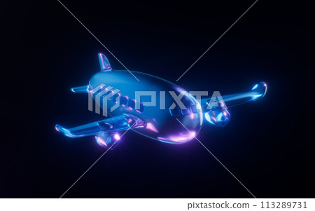 A plane with dark neon light effect, 3d rendering. A plane with dark neon light effect, 3d rendering. 113289731