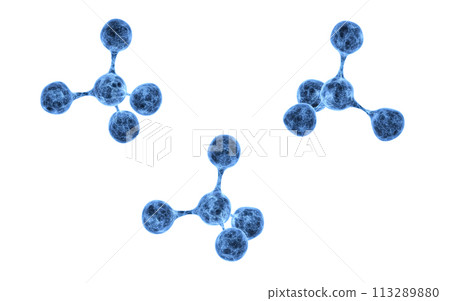 Molecule with blue transparent structure, 3d rendering. Molecule with blue transparent structure, 3d rendering. 113289880