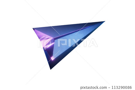 Paper plane with dark neon light effect, 3d rendering. 113290086