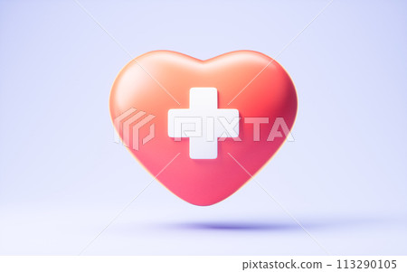 Red heart shape with medical concept, 3d rendering. 113290105