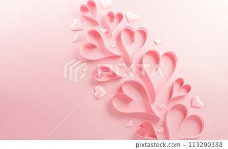 Happy Mother's day, Valentine and Women's Day decoration concept made from paper heart on pastel background. Happy Mother's day, Valentine and Women's Day decoration concept made from paper heart on pastel background. 113290388