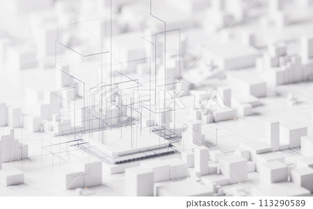 Technology circuit board and core, 3d rendering. 113290589
