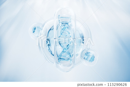 Medical capsule with DNA inside, 3d rendering. Medical capsule with DNA inside, 3d rendering. 113290626