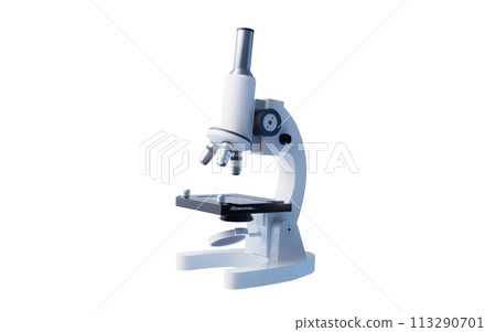Microscope with biology research concept, 3d rendering. Microscope with biology research concept, 3d rendering. 113290701
