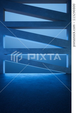 Dark room with geometry shape, 3d rendering. Dark room with geometry shape, 3d rendering. 113290800