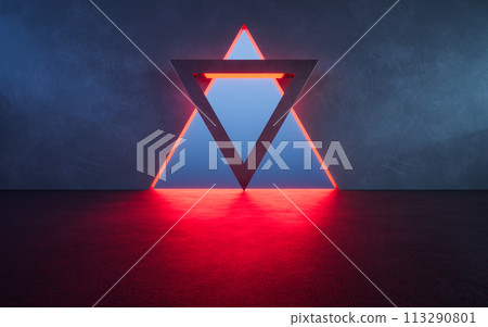 Dark room with geometry shape, 3d rendering. 113290801