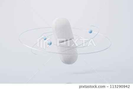 Medical pill with health care concept, 3d rendering. Medical pill with health care concept, 3d rendering. 113290942