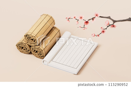 Ancient Chinese book, traditional culture, 3d rendering. Ancient Chinese book, traditional culture, 3d rendering. 113290952