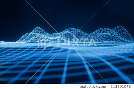 Digital space with glowing lines, 3d rendering. 113291076