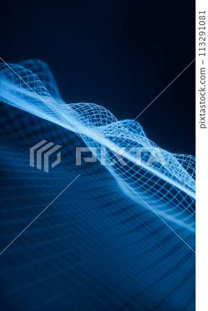 Digital space with glowing lines, 3d rendering. 113291081