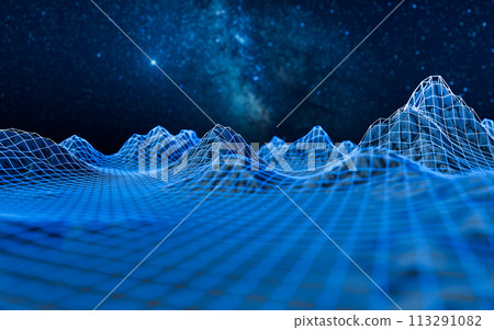 Digital space with glowing lines, 3d rendering. 113291082