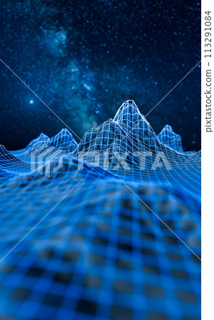 Digital space with glowing lines, 3d rendering. 113291084