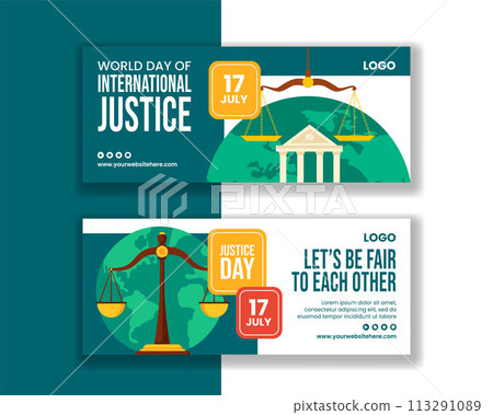 Day of Social Justice Horizontal Banner Flat Cartoon Hand Drawn Templates Background Illustration 113291089