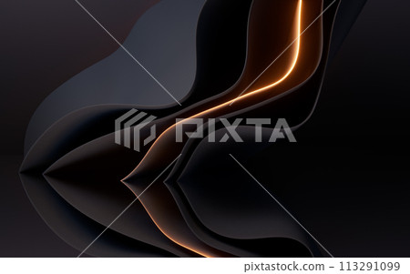 Dark curve geometry and glowing lines, 3d rendering. Dark curve geometry and glowing lines, 3d rendering. 113291099