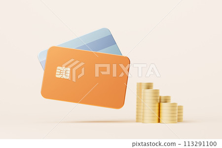 Bank card with 3d cartoon style, 3d rendering. 113291100