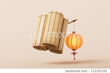 Retro Chinese acient bamboo slip, 3d rendering. Retro Chinese acient bamboo slip, 3d rendering. 113291102