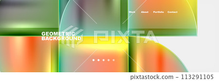 Round triangles and squares web site page template. Vector Illustration For Wallpaper, Banner, Background, Card, Book Illustration, landing page 113291105