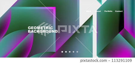 Minimal geometric web site page template design. Vector Illustration For Wallpaper, Banner, Background, Card, Book Illustration, landing page Minimal geometric web site page template design. Vector Illustration For Wallpaper, Banner, Background, Card, Book Illustration, landing page 113291109