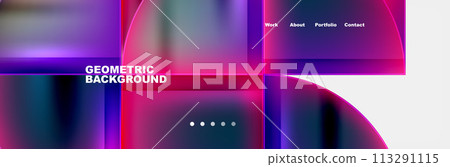 Round triangles and squares web site page template. Vector Illustration For Wallpaper, Banner, Background, Card, Book Illustration, landing page Round triangles and squares web site page template. Vector Illustration For Wallpaper, Banner, Background, Card, Book Illustration, landing page 113291115