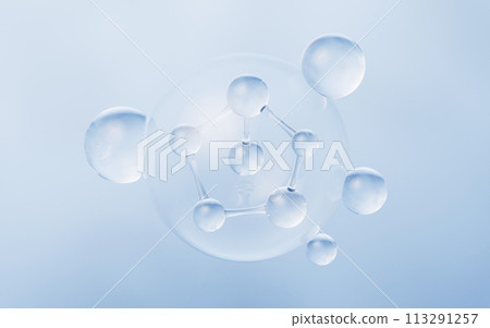 Molecule with biology and chemical concept, 3d rendering. 113291257