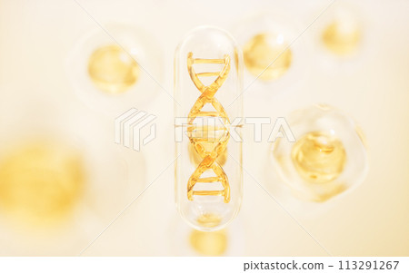 Medical capsule with DNA inside, 3d rendering. Medical capsule with DNA inside, 3d rendering. 113291267